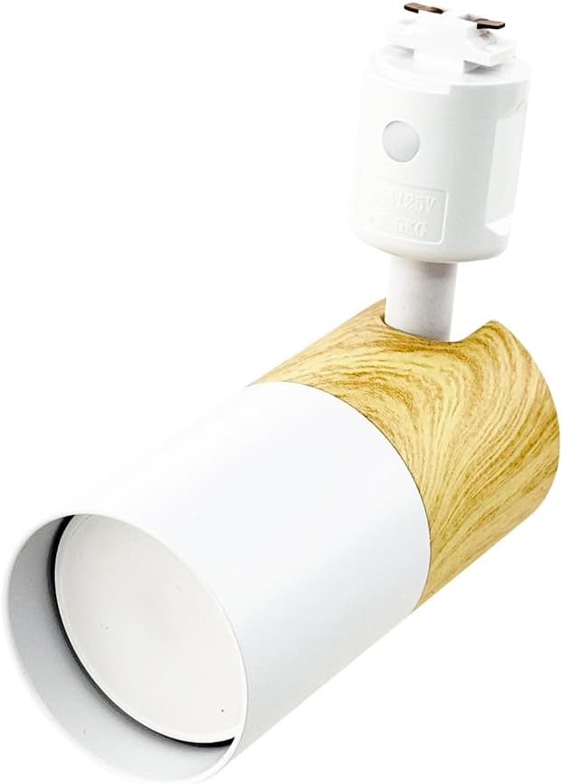 GU10口金 ビームアングル120度＋ 照明ダクトレール用 スポットライト シリンダータイプ ウッド調