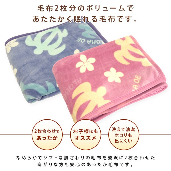 椿香夜出品 ホヌとモンステラ柄　2枚合せ毛布 140×200cm 椿香夜出品 ホヌとモンステラ柄 2枚合せ毛布 140×200cm 217-613h-