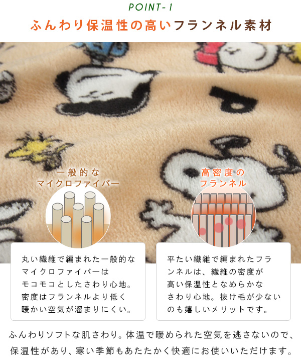 SNOOPY（スヌーピー） 枕カバー ピロケース 43×63 あったか フランネル