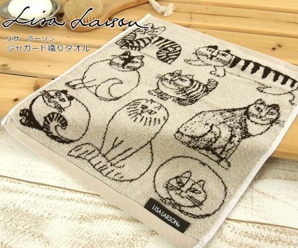 Lisa Larson（リサラーソン） ハンドタオル スケッチキャット : 寝具の