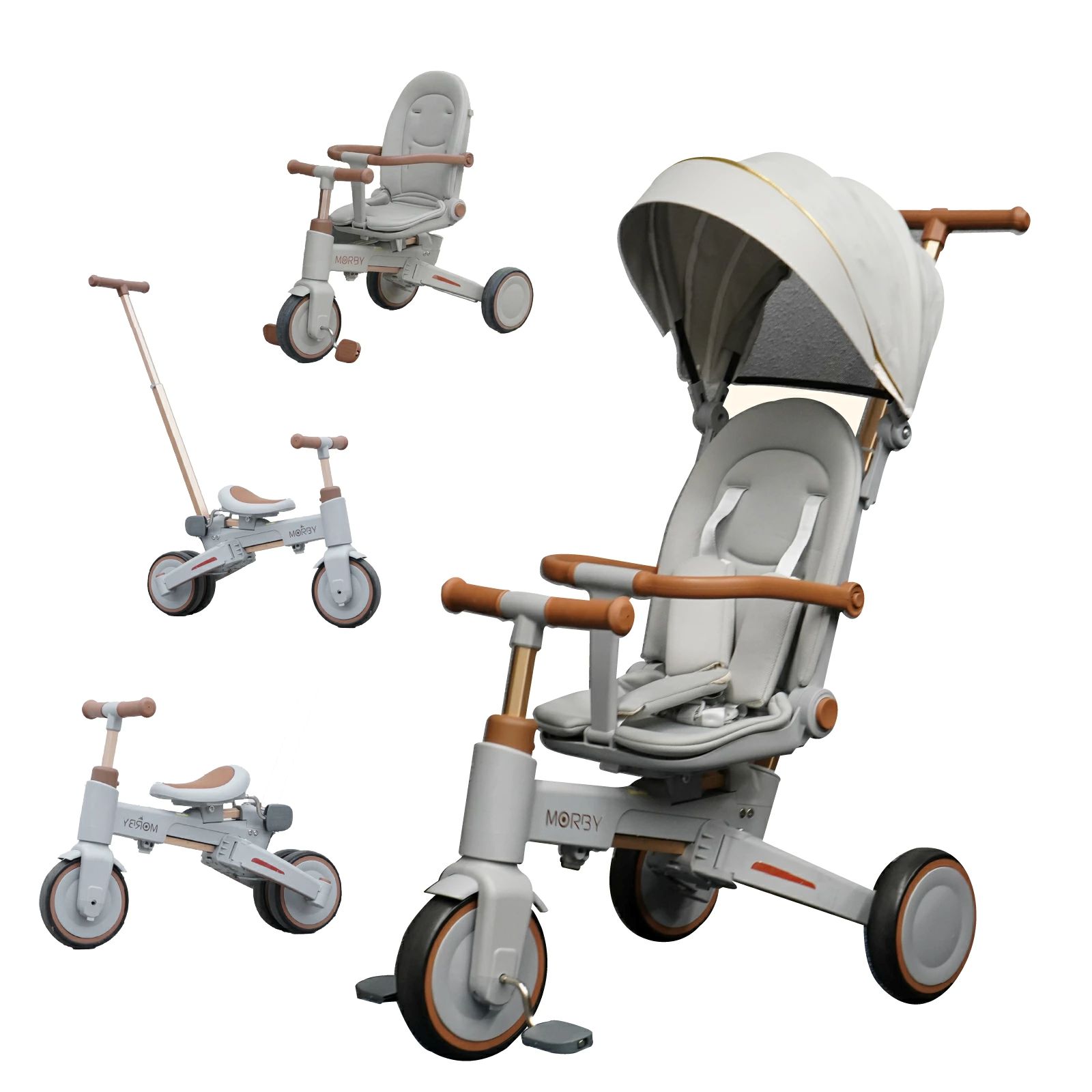 シルバー　canary 三輪車 Colulu（コルル） 【ベビーカーにもなる10in1三輪車】 モルビー 三輪車