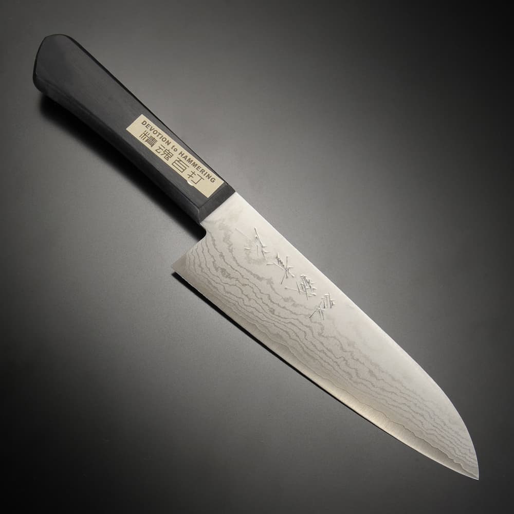 三徳包丁 田中一之刃物製作所 誠貴作 積層鋼 V金10号ダマスカス鋼 料理