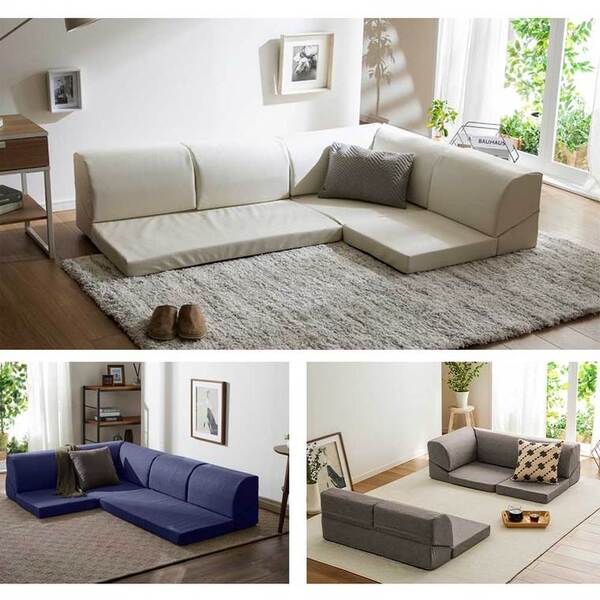 フロア コーナーソファ 3点セット ブラックレザー調 1人掛け 2人掛け