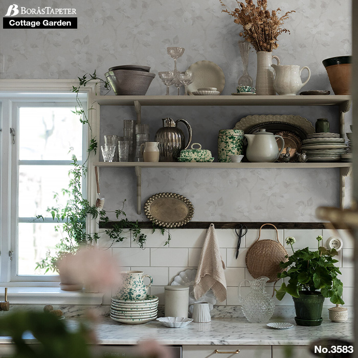 壁紙 輸入壁紙 BORASTAPETER Cottage Garden 53cmx10m 全4色 はがせる壁紙 貼ってはがせる壁紙 フリース壁紙 賃貸 スウェーデン製