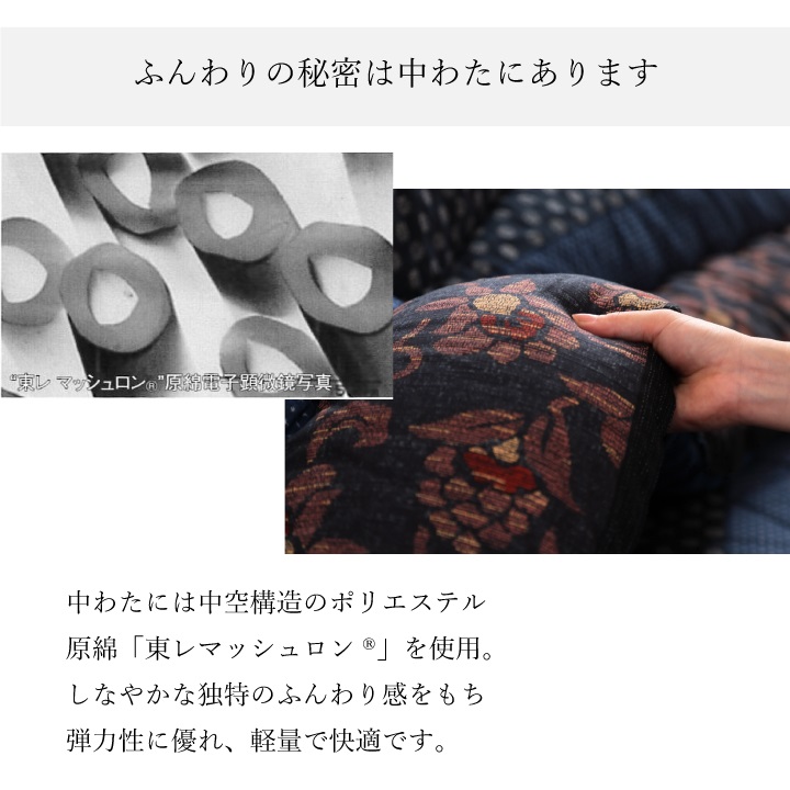 こたつ布団 長方形 約205×245cm 掛け単品 万葉 国内プリント 和柄 和モダン ブルー ブラウン おしゃれの画像