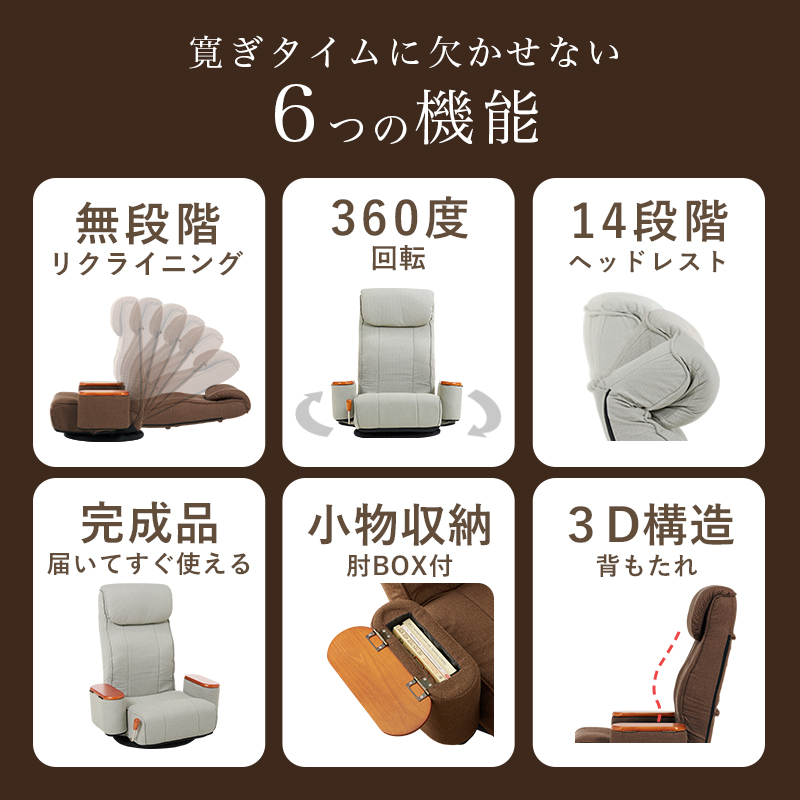 回転 座椅子 ポケットコイル リクライニング 360度回転 ハイバック