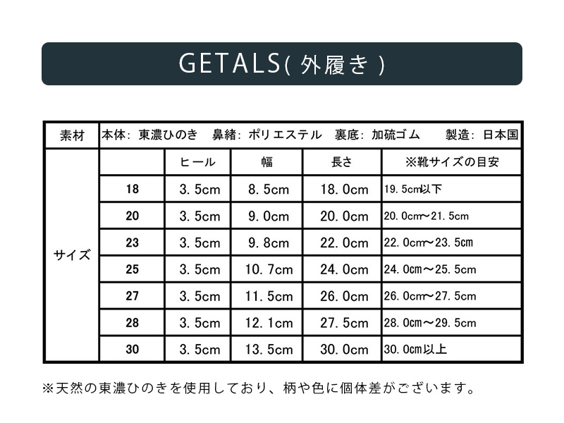 下駄 健康サンダル 大きいサイズ GETALS ゲタル 日本製 国産ひのき オーダーメイド セミオーダー 外履き ギフト 父の日 母の日 敬老の日｜rewall｜16