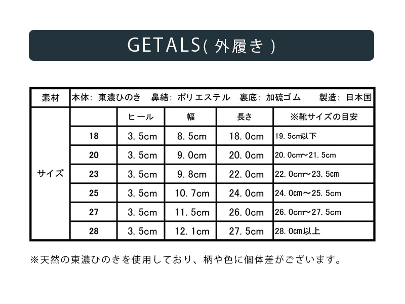 下駄 健康サンダル GETALS ゲタル 日本製 国産ひのき オーダーメイド セミオーダー 外履き ギフト 父の日 母の日 敬老の日｜rewall｜18