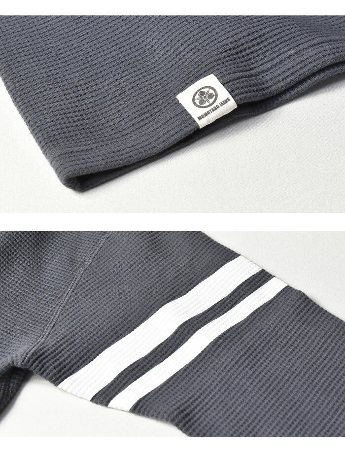 桃太郎ジーンズ 出陣 袖プリント サーマル 長袖 Tシャツ 07-079