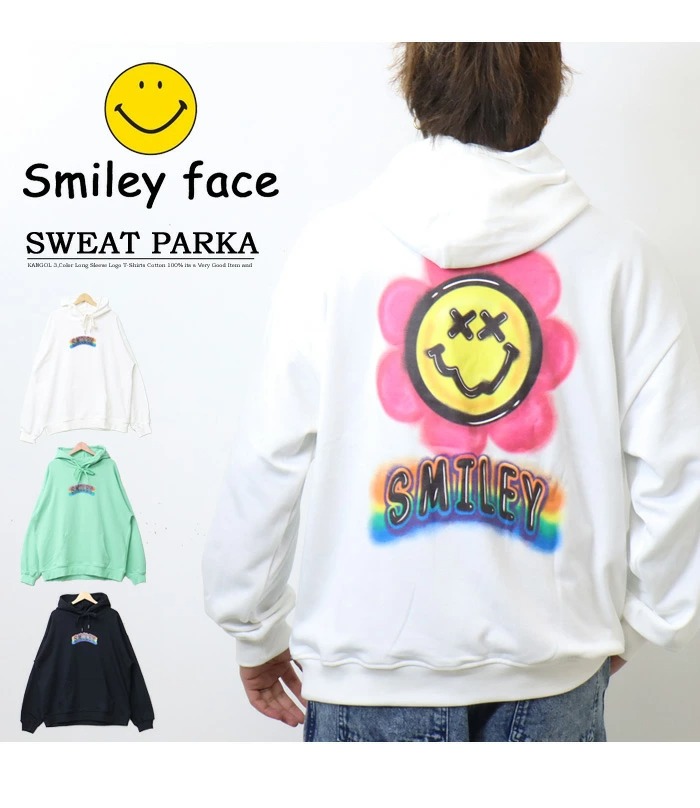 SMILEY FACE スマイリーフェイス フラワースマイル スウェットパーカー 