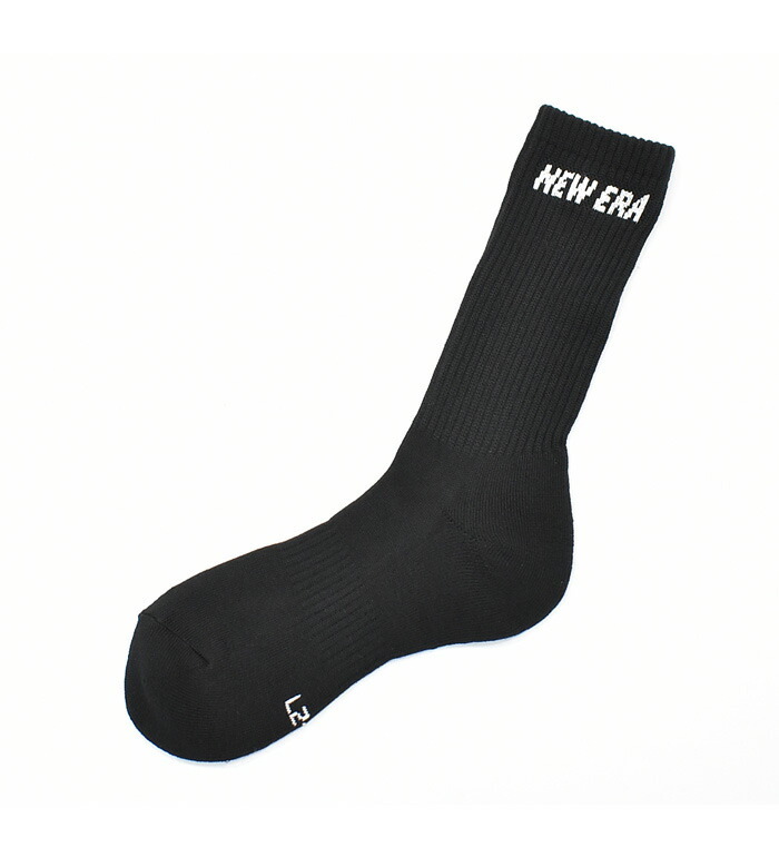 NEW ERA シロ ソックス 黒 NEW ERA 靴下 クルー丈 NEWERA ニューエラ 3足セット 21-23cm 23