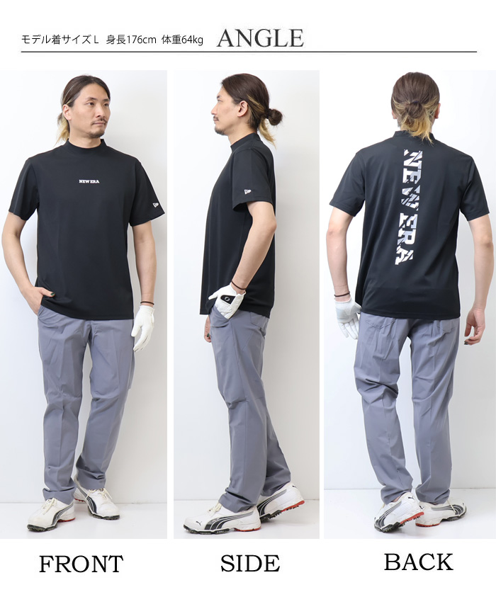 半袖 ミッドネック 鹿の子 Tシャツ Vertical Logo ブラック