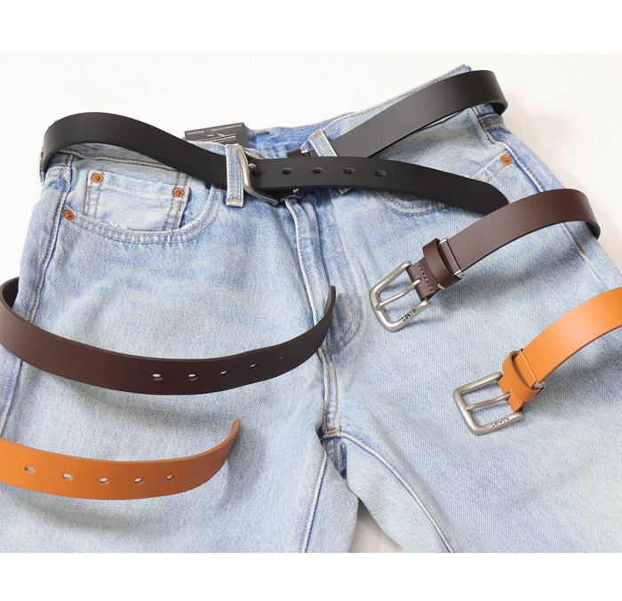 Levi's（リーバイス） プレーン レザーベルト 本革 細め メンズ