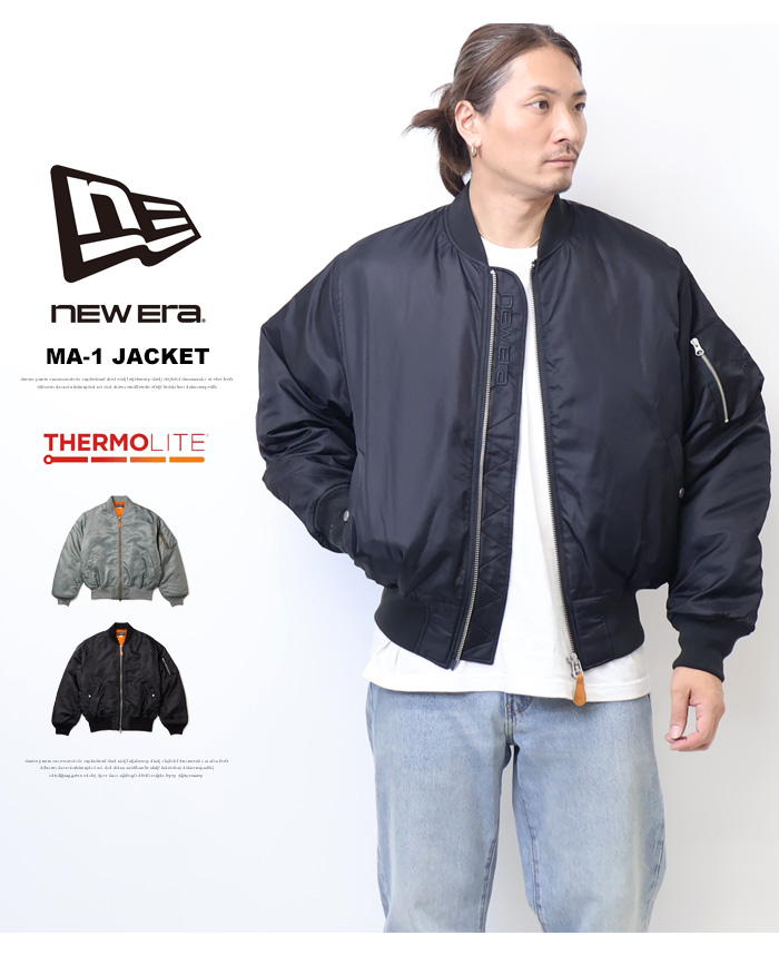 NEW ERA（ニューエラ） ナイロン ボンバージャケット レザーパッチ MA