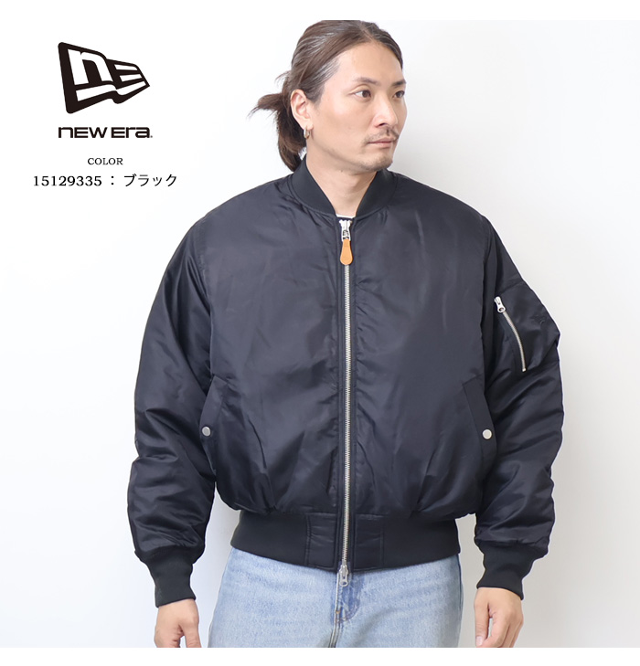 NEW ERA（ニューエラ） ナイロン ボンバージャケット レザーパッチ MA