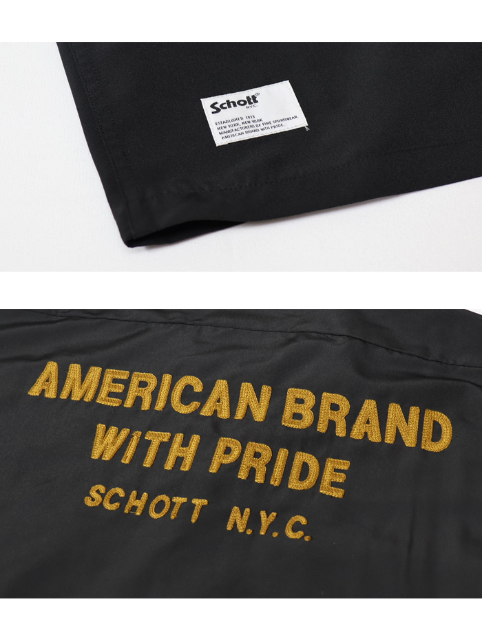 Schott N.Y.C ショット 刺繍 半袖 ワークシャツ 開襟シャツ