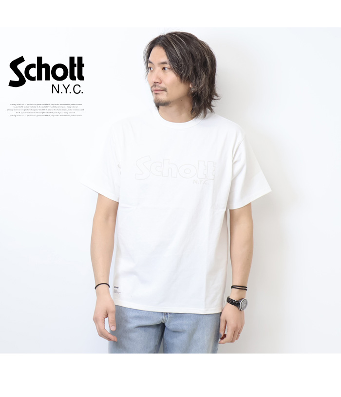 Schott N.Y.C ショット ベーシックロゴプリント 半袖Tシャツ 半T Schott N.Y.C ショット ベーシックロゴプリント 半袖Tシャツ 半T