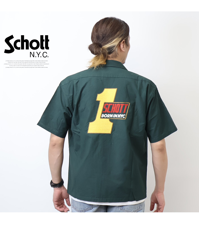 Schott N.Y.C ショット 刺繍 ワークシャツ ボーン イン