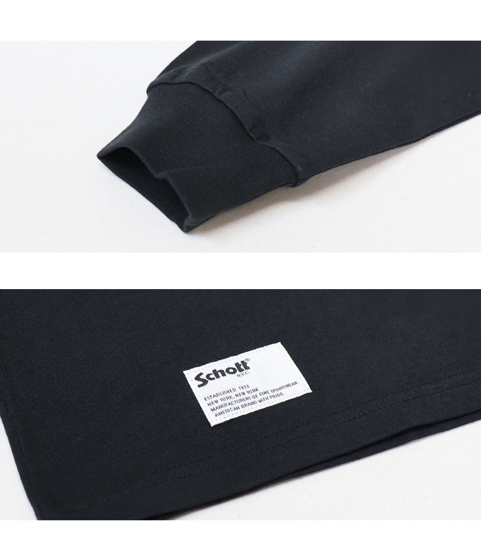 Schott N.Y.C ショット プリント ヘンリーネック 長袖Tシャツ