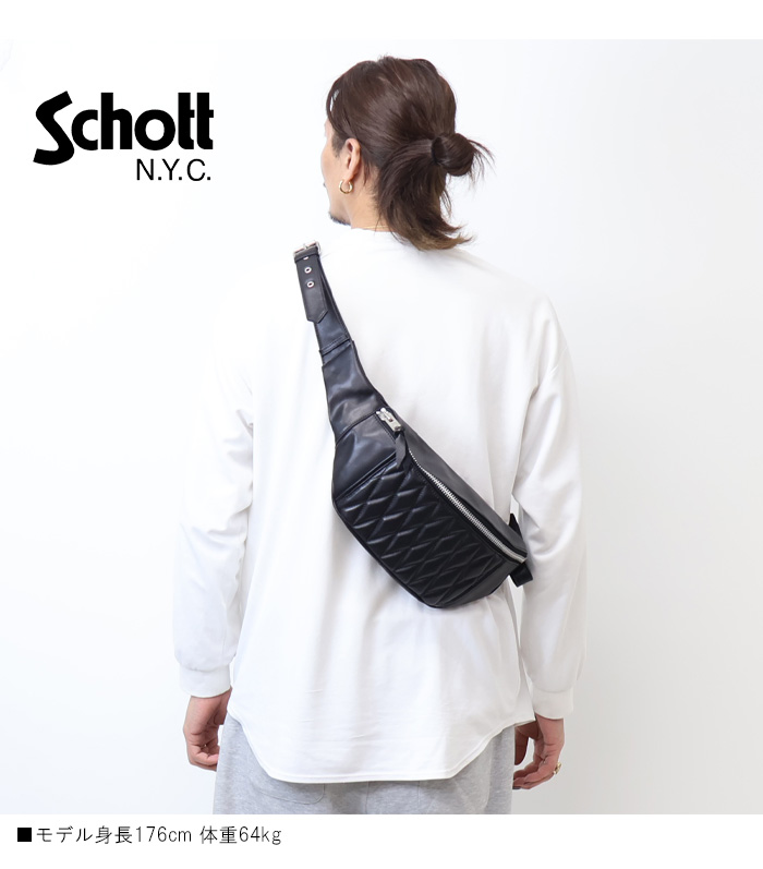 Schott N.Y.C ショット パデッド レザー ボディバッグ 牛革 送料無料