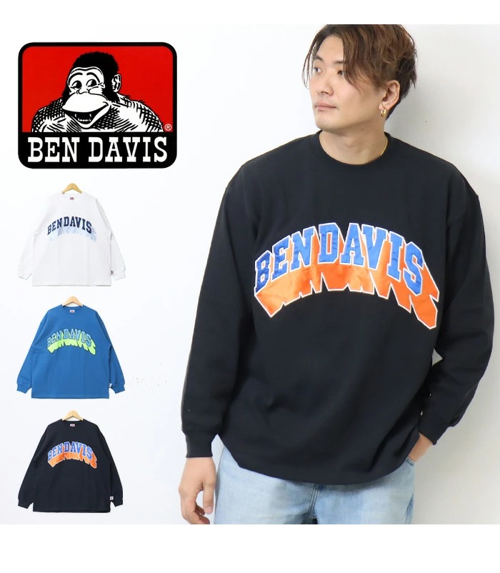 BEN DAVIS（ベンデイビス） スーパーヘビー天竺 3Dロゴ 長袖 Tシャツ