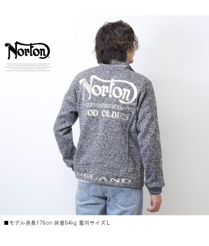 Norton ノートン ポリ杢 ライダース スタンド ジャケット メンズ ブルゾン ライトアウター 送料無料 223N1304B