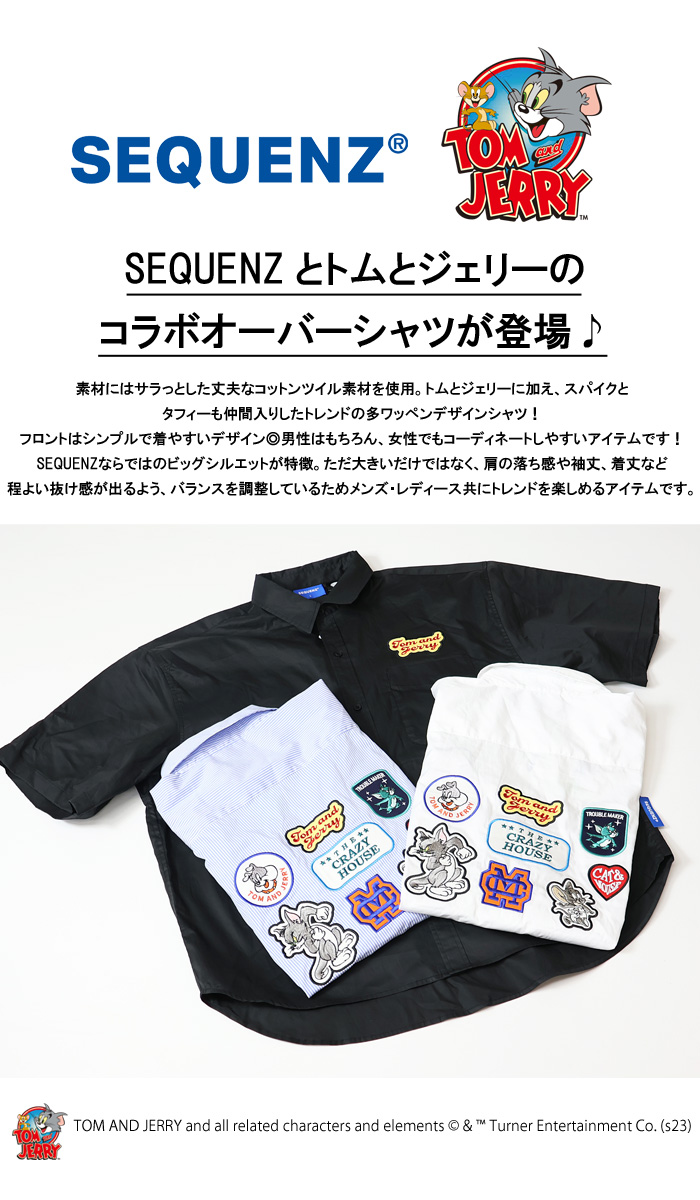 SEQUENZ トムとジェリー バックワッペン 半袖シャツ ルーズフィット