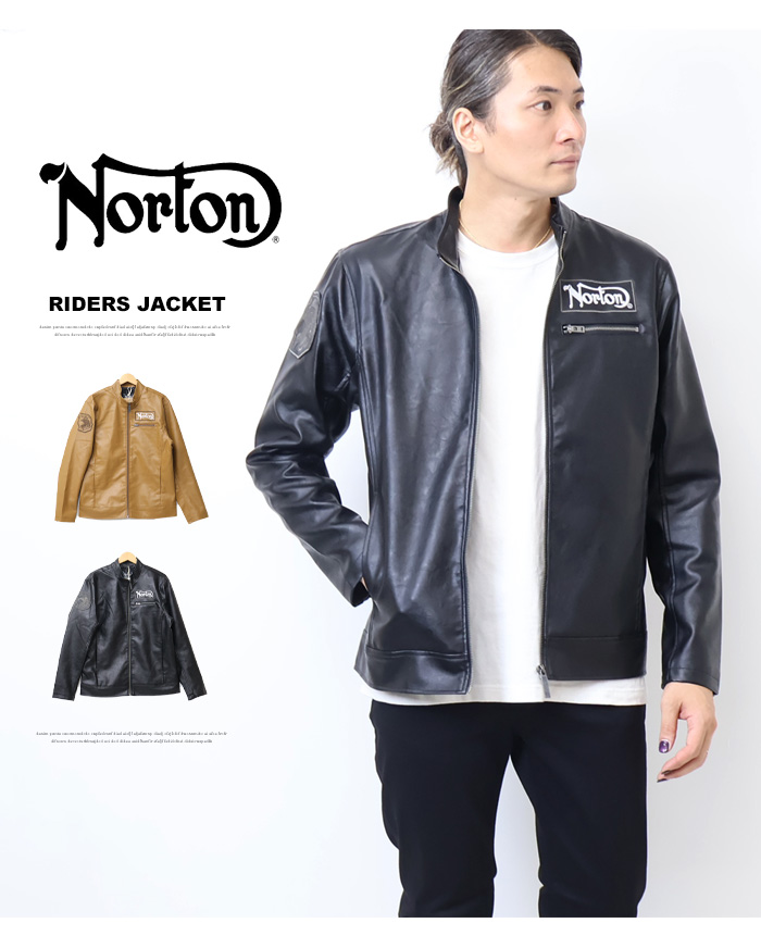 Norton ノートン フェイクレザー パッチド シングルライダースジャケット メンズ PUレザージャケット ライトアウター 送料無料  243N1704B : bd-243n1704b : REX ONE - 通販 - Yahoo!ショッピング