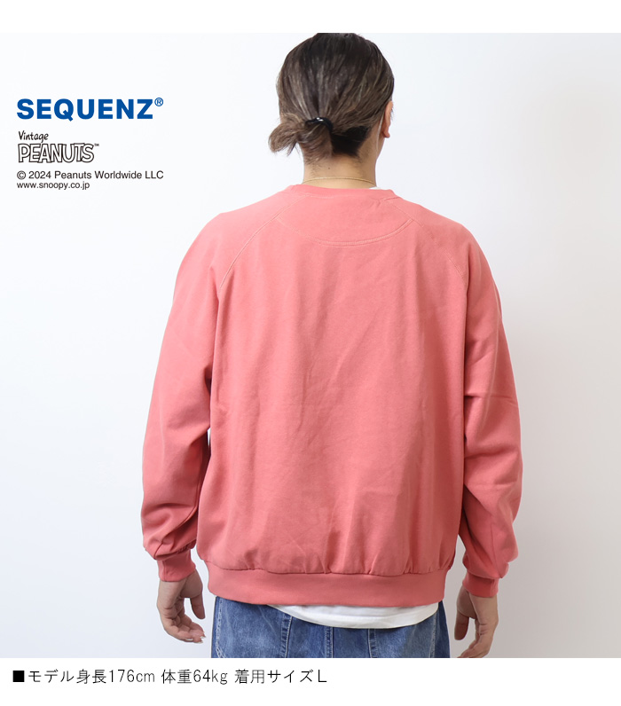 SEQUENZ スヌーピー ヴィンテージライク クルーネックスウェット