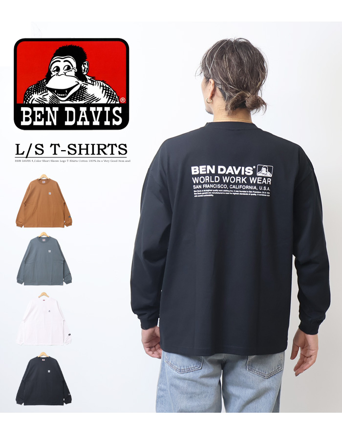 BEN DAVIS ベンデイビス ワンポイント バックプリント 長袖Tシャツ ビッグシルエット ロンT 長T メンズ ゴリラ ベンデビ  24780028 : bd-24780028 : REX ONE - 通販 - Yahoo!ショッピング