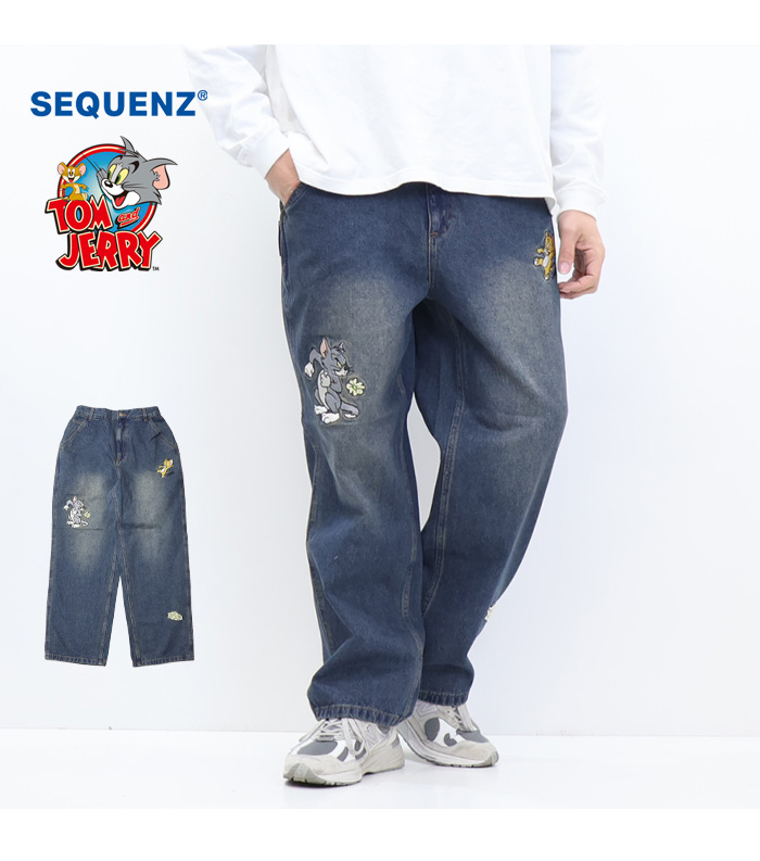 SEQUENZ トムとジェリー チェイス ルーズデニムパンツ ジーンズ