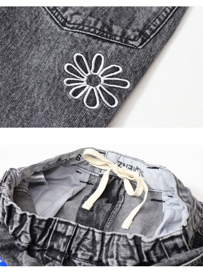 SEQUENZ シークエンズ 刺繍 ルーズデニムパンツ ジーンズ メンズ