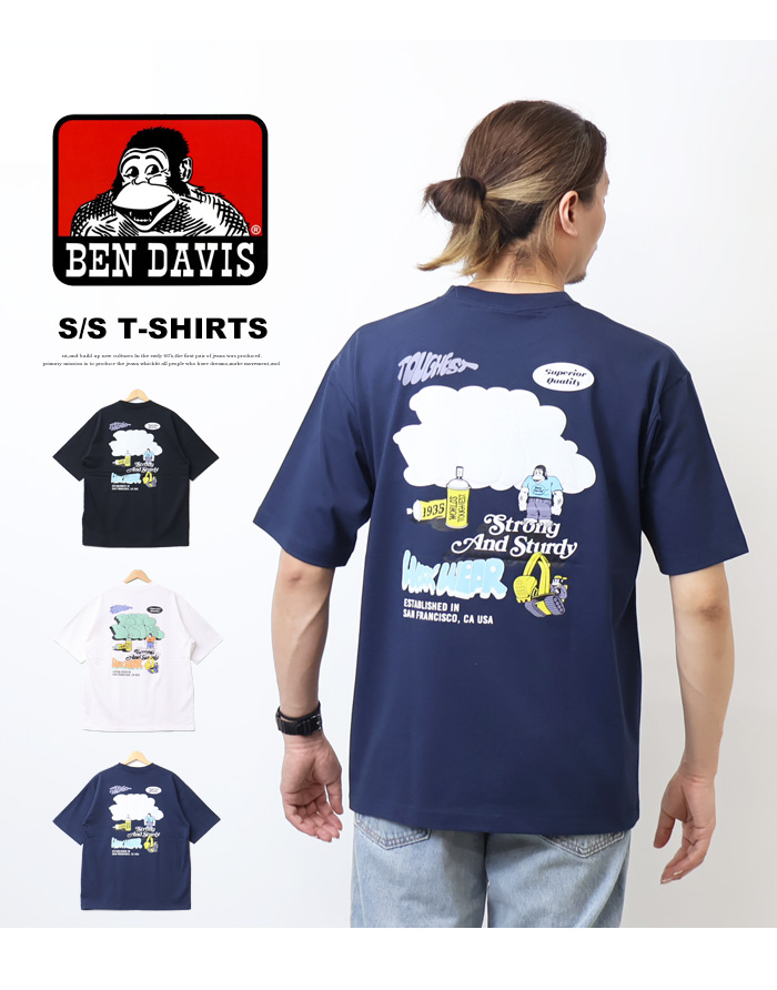 BEN DAVIS（ベンデイビス） 接触冷感 OVERLAP バックプリント 半袖T