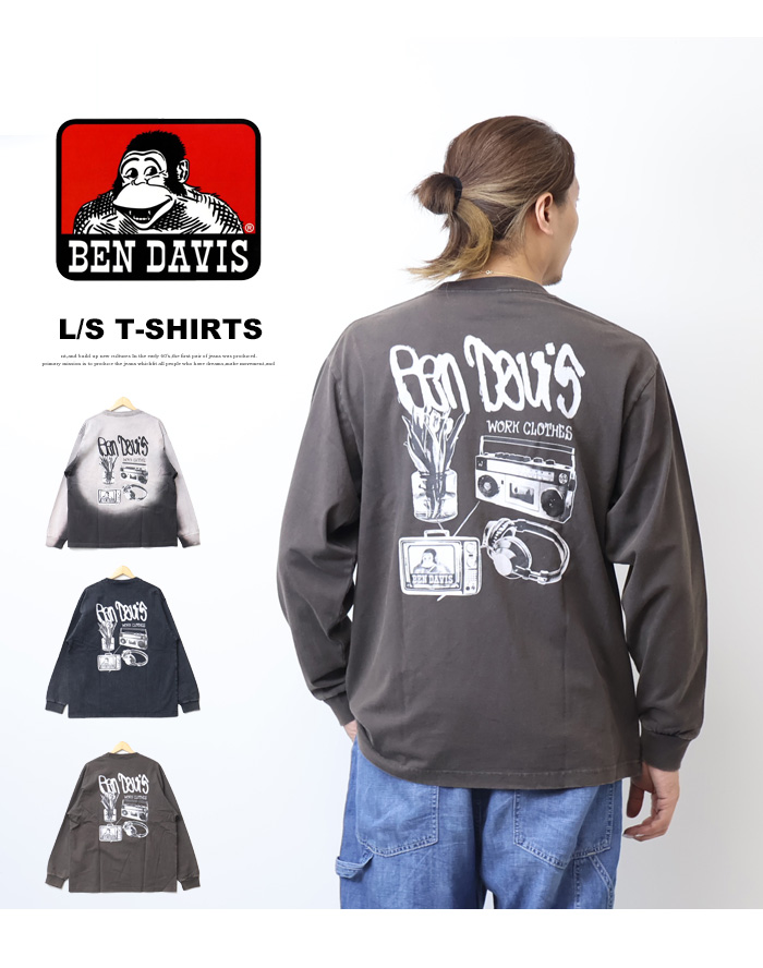 BEN DAVIS（ベンデイビス） グラフィック パウダーブリーチ加工 長袖T