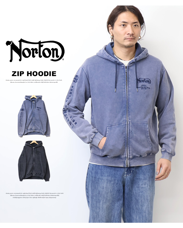 Norton ノートン ヴィンテージ加工 刺繍 スウェットジップパーカー 裏毛 メンズ スウェットパーカー フーディ ライトアウター 送料無料 261N1305B Norton ノートン ヴィンテージ加工 刺繍 スウェットジップパーカー 裏毛 メンズ スウェットパーカー フーディ ライトアウター 送料無料 261N1305B
