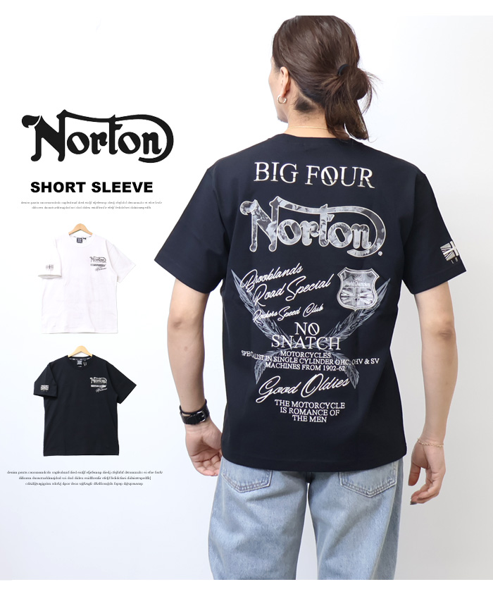 ノートン（NORTON） ワントーンボタニカル叩きつけ Tシャツ メンズ