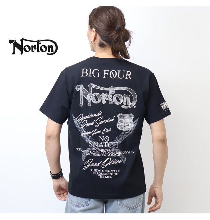 ノートン（NORTON） ワントーンボタニカル叩きつけ Tシャツ メンズ