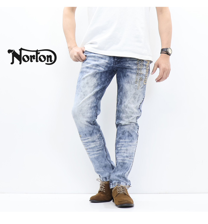 ノートン（NORTON） ストレッチ ケミカル 刺繍MAX デニムパンツ