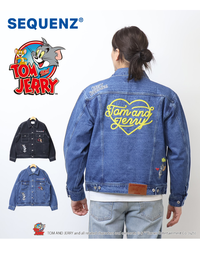 SEQUENZ トムとジェリー 刺繍 デニムジャケット Gジャン ジージャン