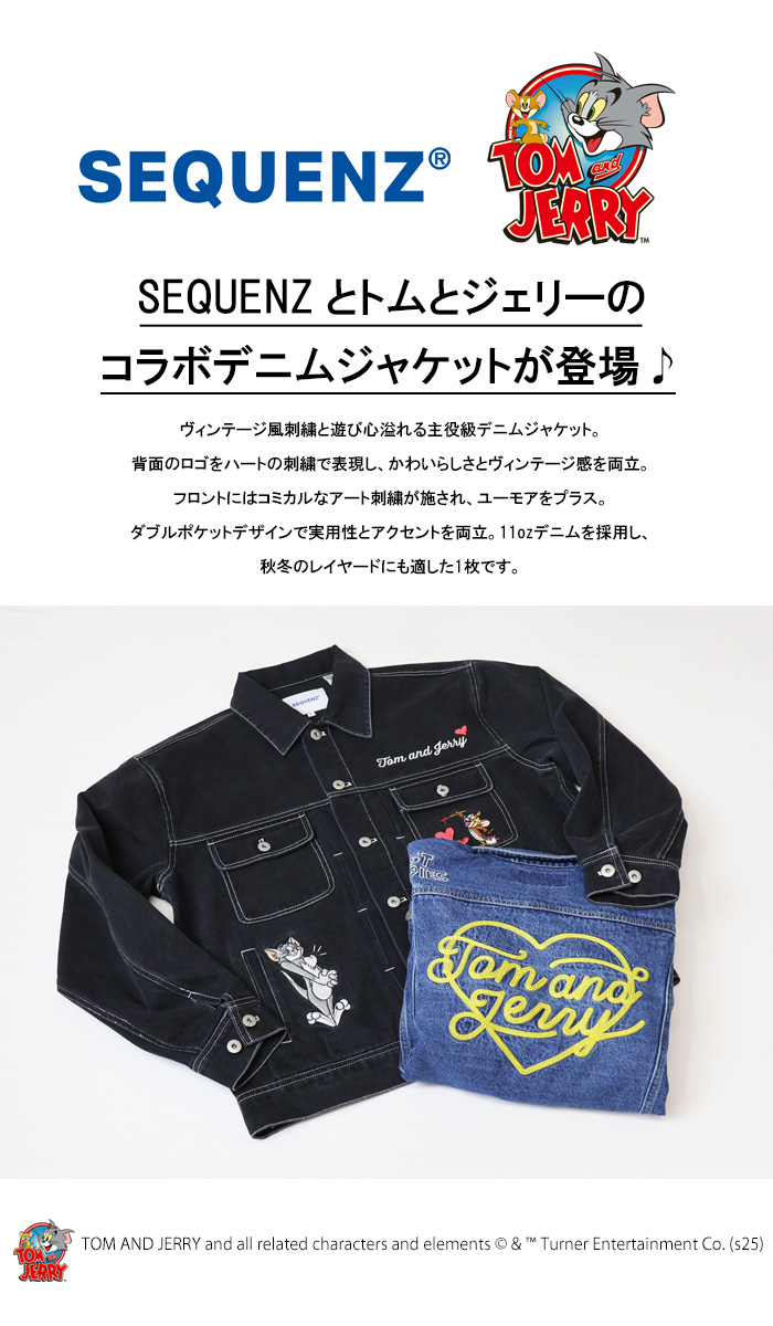 SEQUENZ トムとジェリー 刺繍 デニムジャケット Gジャン ジージャン