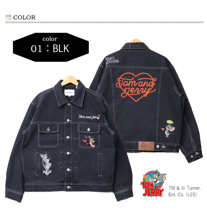 SEQUENZ トムとジェリー 刺繍 デニムジャケット Gジャン ジージャン