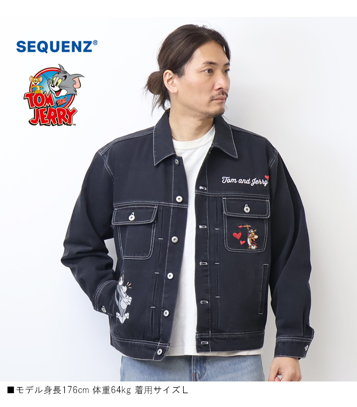 SEQUENZ トムとジェリー 刺繍 デニムジャケット Gジャン ジージャン