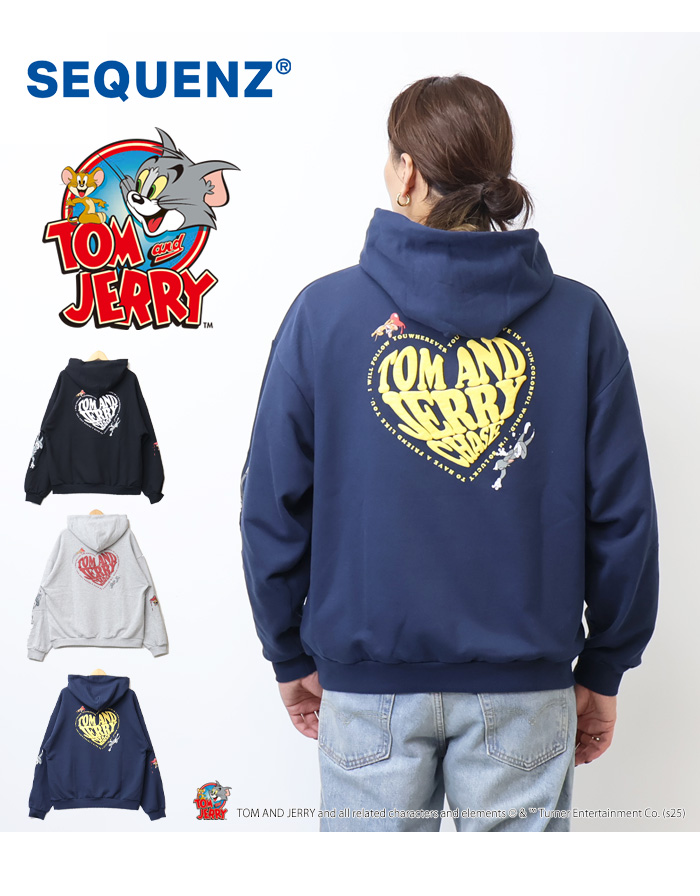 SEQUENZ トムとジェリー HEART LOGO ハート スウェットパーカー 裏毛