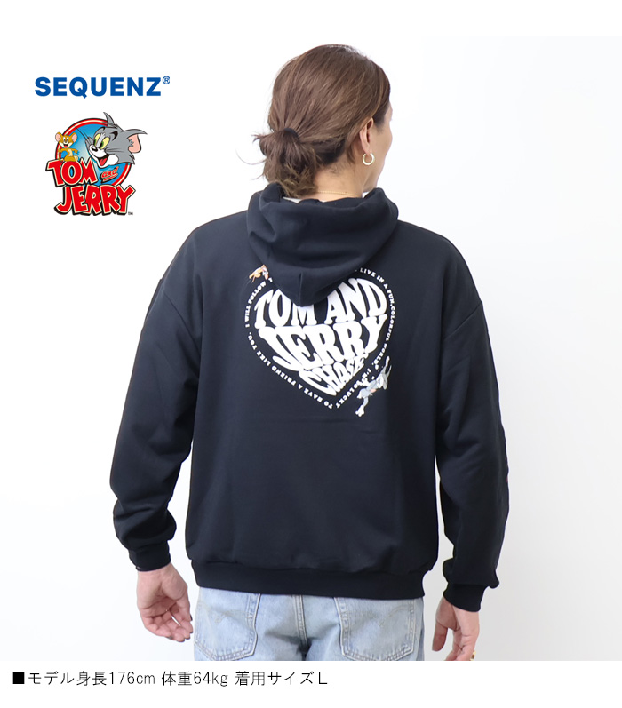 SEQUENZ トムとジェリー HEART LOGO ハート スウェットパーカー 裏毛