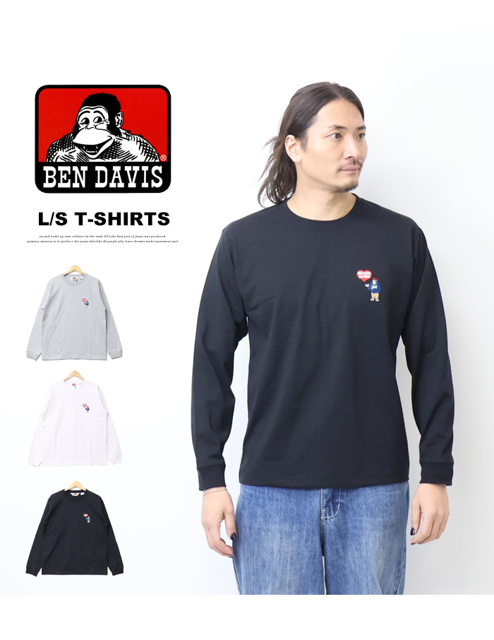BEN DAVIS（ベンデイビス） ワンポイント刺繍 長袖Tシャツ ロンT 長T