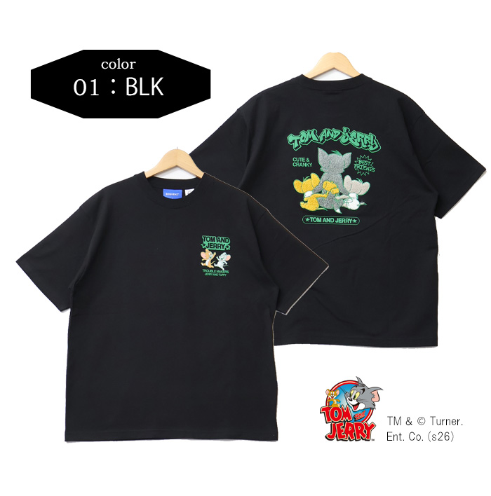 SEQUENZ トムとジェリー バック サガラ刺繍 半袖Tシャツ 半T メンズ