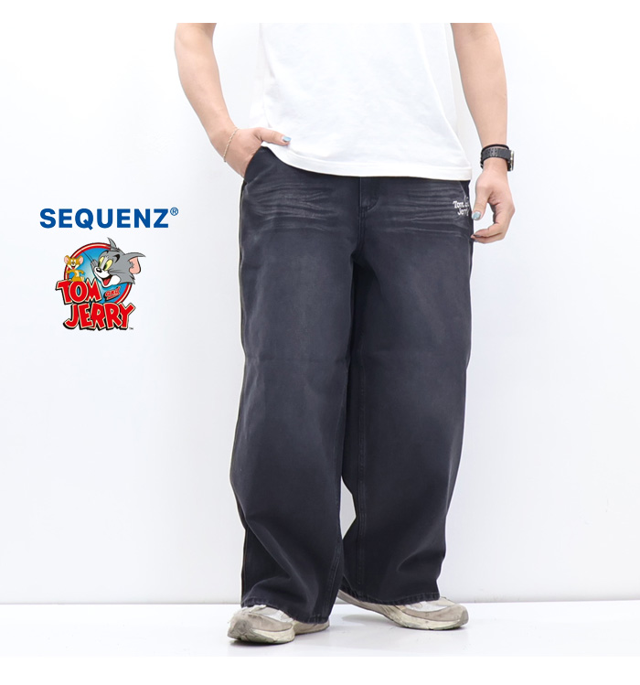 SEQUENZ トムとジェリー ルーズデニムパンツ ジーンズ メンズ 送料無料