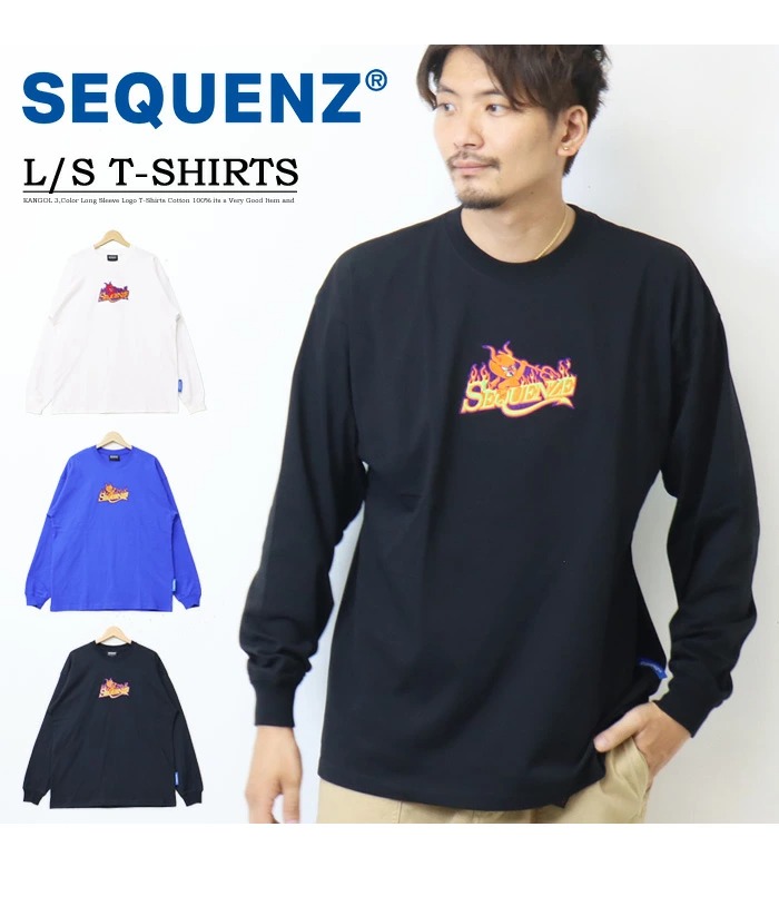 SEQUENZ シークエンズ ファイヤー デビル 刺繍 長袖 Tシャツ SEQUENZ シークエンズ ファイヤー デビル 刺繍 長袖 Tシャツ