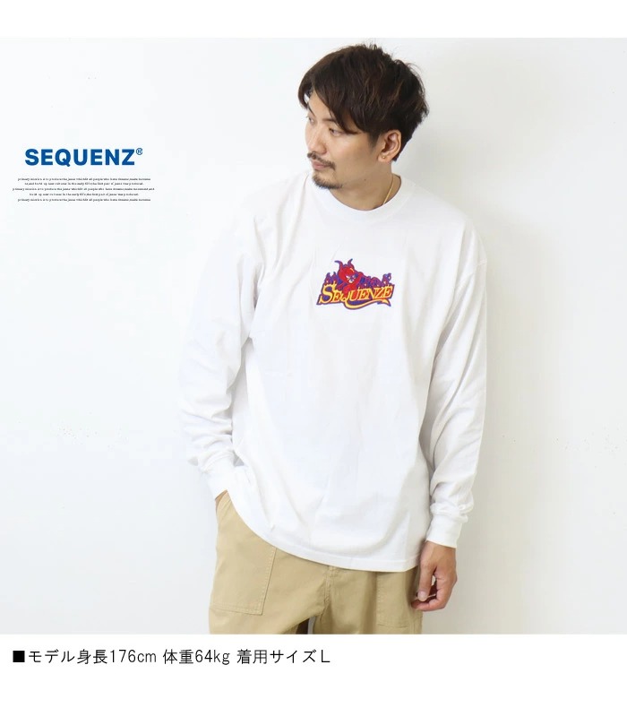 SEQUENZ シークエンズ ファイヤー デビル 刺繍 長袖 Tシャツ