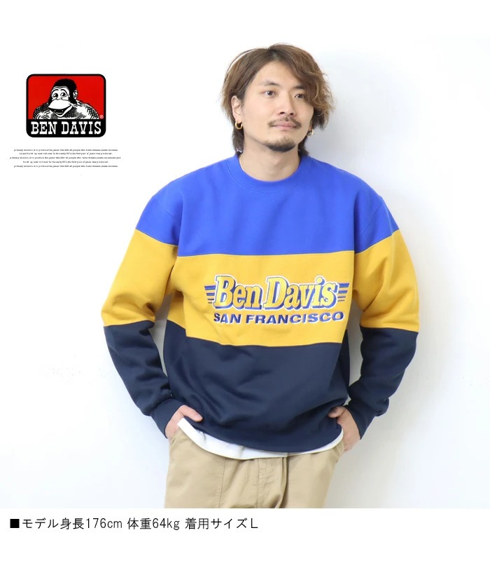 【新品・未使用】SMILES DAVIS スウェット BEN DAVIS ベンデイビス 切り替え クルーネックスウェット 裏